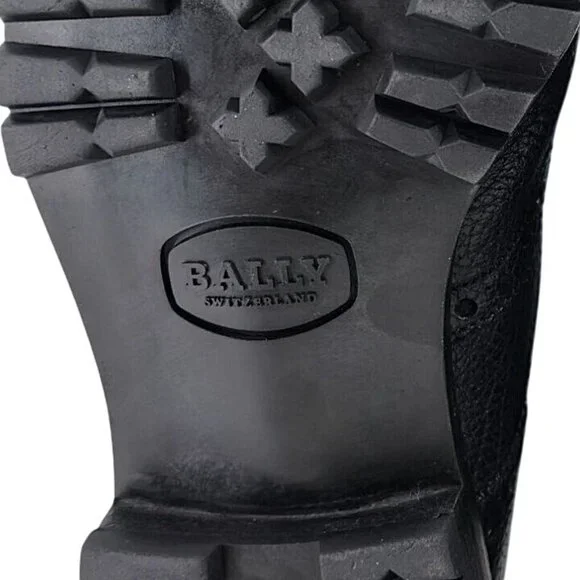 Bally of Switzerland Black Grain Leather Combat Boots Men 8 Wingtip Birbur Shoes - Picture 9 of 13